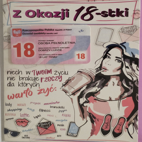 kartka na osiemnastkę kartka na 18 kartki