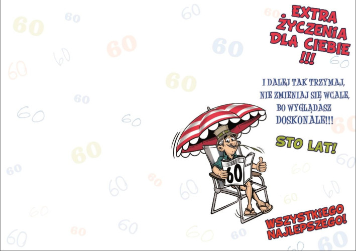 kartka urodzinowa na 60 lat sześćdziesiąte 11,7 cm *16,7 cm 16897829333