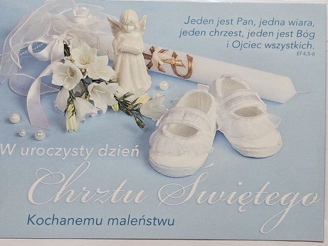 pamiątka na Chrzest Święty, Kartka na Chrzest 11,8 cm *16,7 cm 17786889991