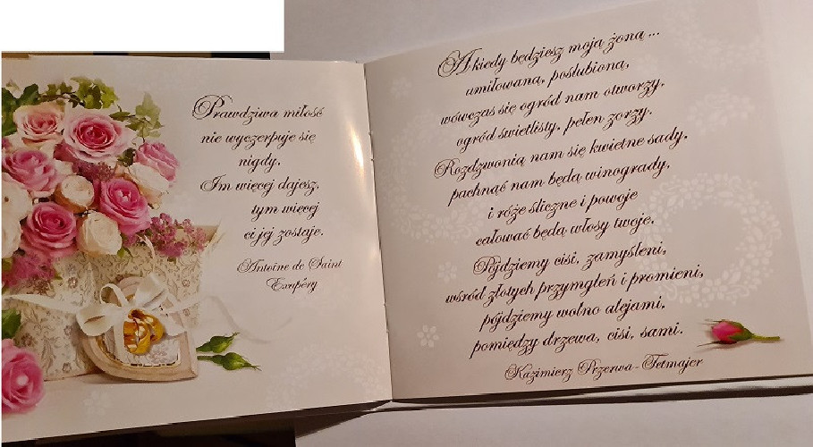 pamiątka na ślub, Książeczka na Ślub  15,1 x 19 cm 17789615629