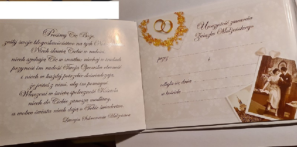 pamiątka na ślub, Książeczka na Ślub  15,1 x 19 cm 17789641954