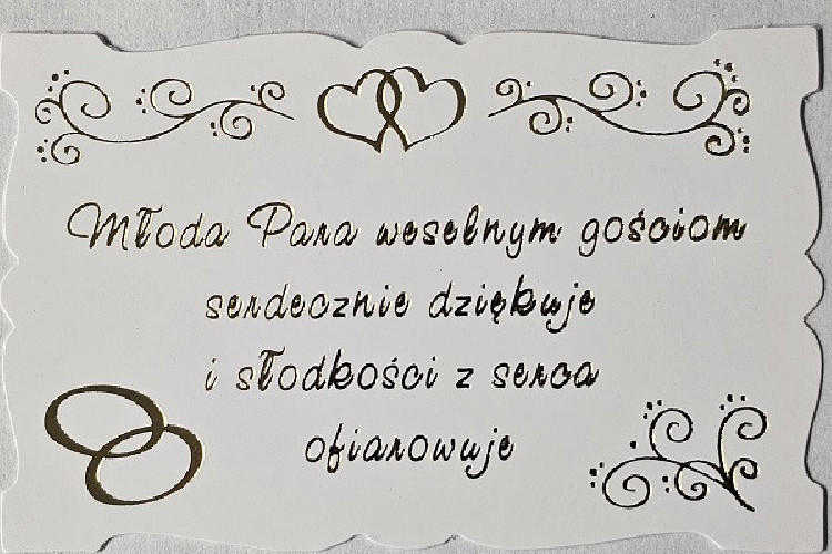 NAKLEJKI NA CIASTO WESELNE  wym. 8,7x6cm