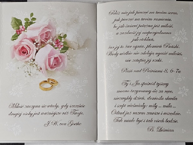 pamiątka na ślub, Książeczka na Ślub  14 x 19 cm