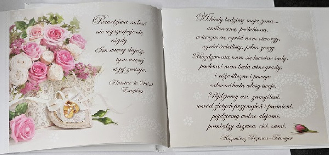 pamiątka na ślub, Książeczka na Ślub  15,1 x 19 cm