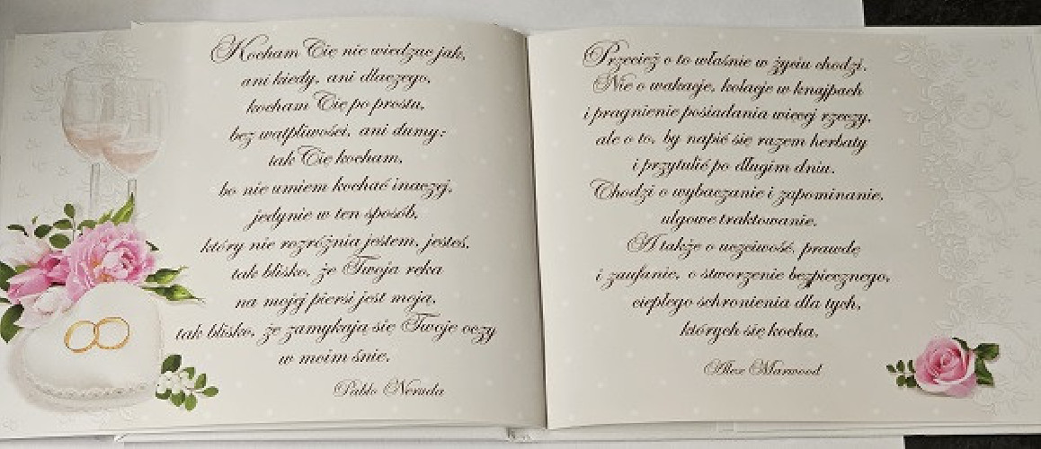 pamiątka na ślub, Książeczka na Ślub  15,1 x 19 cm