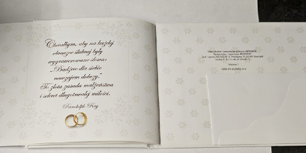 pamiątka na ślub, Książeczka na Ślub  15,1 x 19 cm