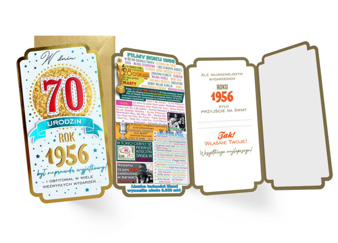 kartka urodzinowa na 70 lat   11,5 cm *21,5 cm PM-454