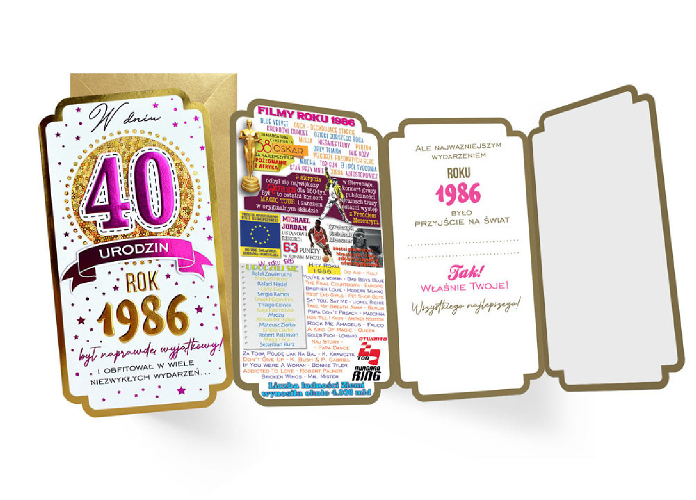 kartka urodzinowa na 40 lat czterdziestkę  11,3 cm *21,5 cm PM-449