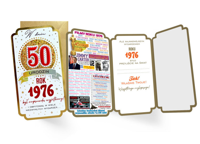 kartka urodzinowa na 50 lat  11,3 cm *21,5 cm PM-451