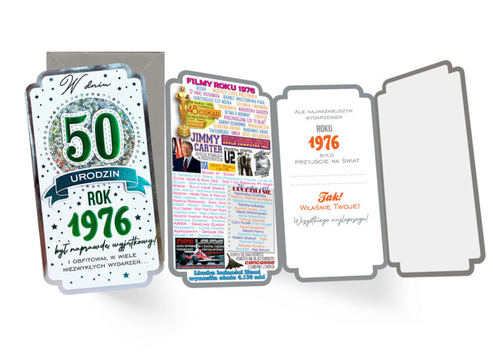 kartka urodzinowa na 50 lat  11,3 cm *21,5 cm PM-452