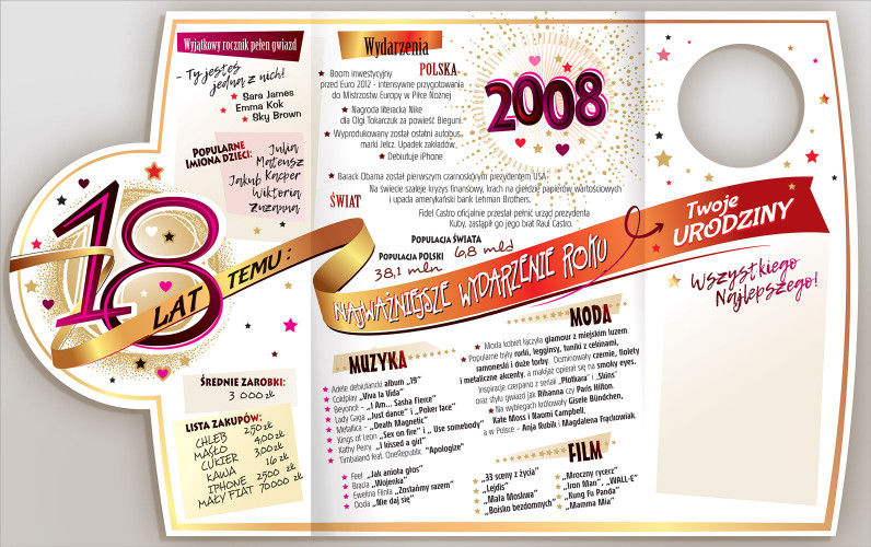 kartka na osiemnastkę kartka na 18 kartka WESOŁA 18 lat 13 cm *20,5 cm CR25