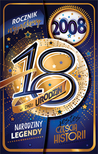 kartka na osiemnastkę kartka na 18 kartka WESOŁA 18 lat 13 cm *20,5 cm CR26