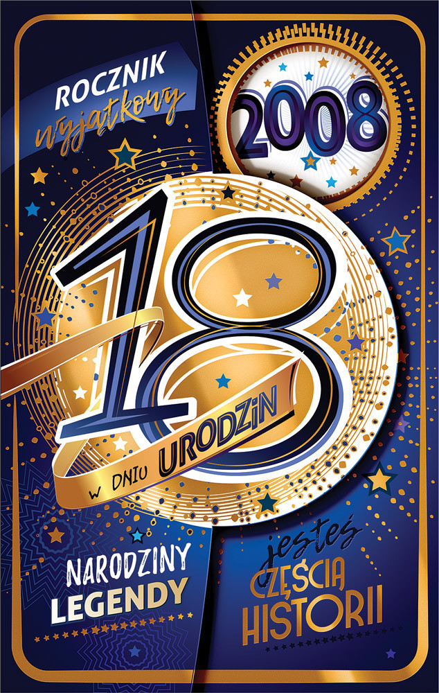 kartka na osiemnastkę kartka na 18 kartka WESOŁA 18 lat 13 cm *20,5 cm CR26