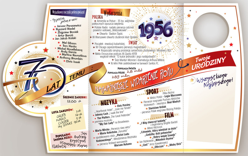 kartka urodzinowa na 70 lat   13 cm *20,5 cm CR31