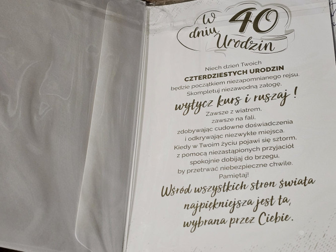 kartka urodzinowa na 40 lat czterdziestkę 13 cm *20,5 cm  PS16