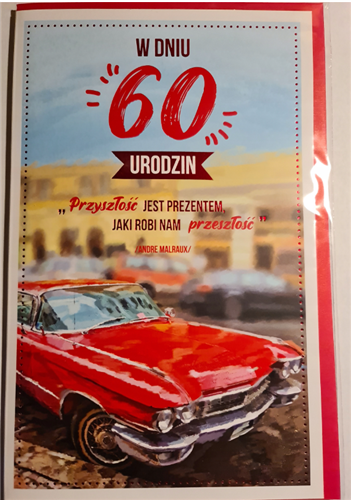 kartka urodzinowa na 60 lat sześćdziesiąte urodziny   13 cm *20,4 cm 11665209918