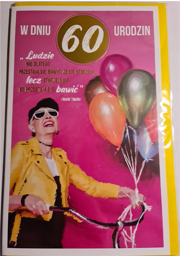 kartka urodzinowa na 60 lat sześćdziesiąte  urodziny 13 cm *20,4 cm  11665211663