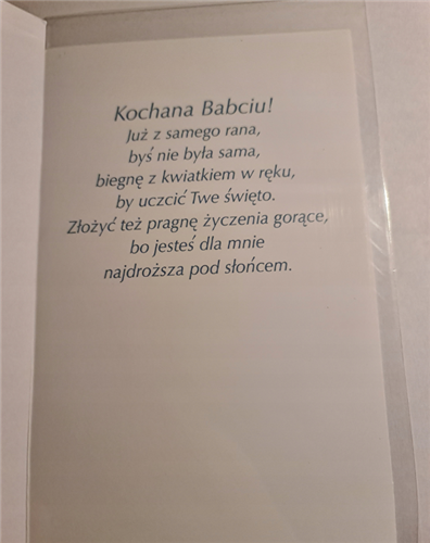 DZIEŃ BABCI kartka karnet NA DZIEŃ BABCI  11,4 cm *18,8 cm 11687853361